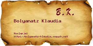 Bolyanatz Klaudia névjegykártya